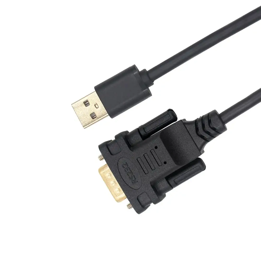 USB to RS232 DB9 Serial Cable Male Connector Converter Adapter Cable FTDI Chip Black 6ft Support Win10/8/7/XP/Android/Mac/Linux