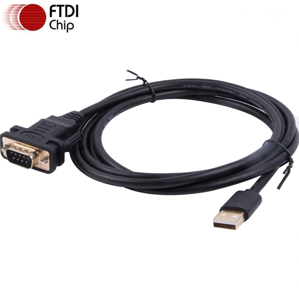USB to RS232 DB9 Serial Cable Male Connector Converter Adapter Cable FTDI Chip Black 6ft Support Win10/8/7/XP/Android/Mac/Linux
