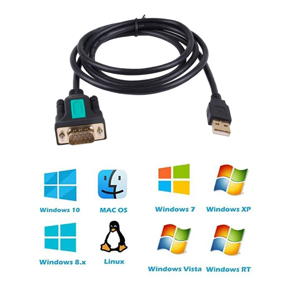 USB to RS232 COM Port Serial PDA 9 DB9 Pin Cable Adapter Prolific pl2303 FTDI for Windows 10 7 8.1 XP Vista Mac OS USB RS232 COM