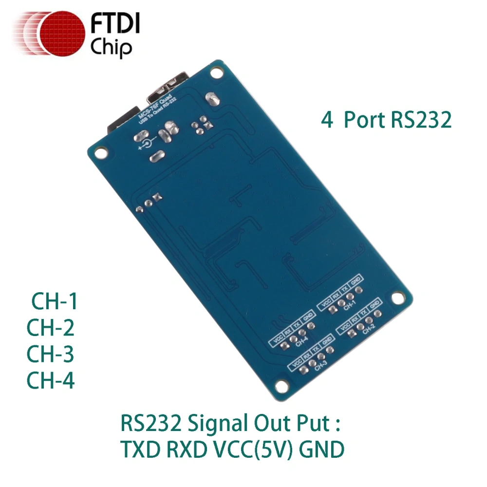 FTDI FT4232H High Speed USB to 4 Channel 2.54mm Terminal RS232 Serial Adapter Converter Programming Communication Upgrade Cable