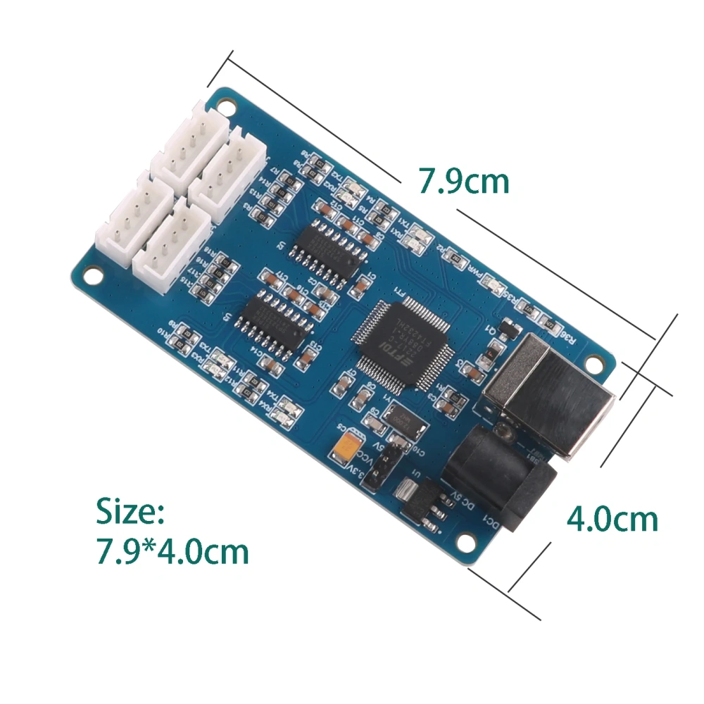 FTDI FT4232H High Speed USB to 4 Channel 2.54mm Terminal RS232 Serial Adapter Converter Programming Communication Upgrade Cable