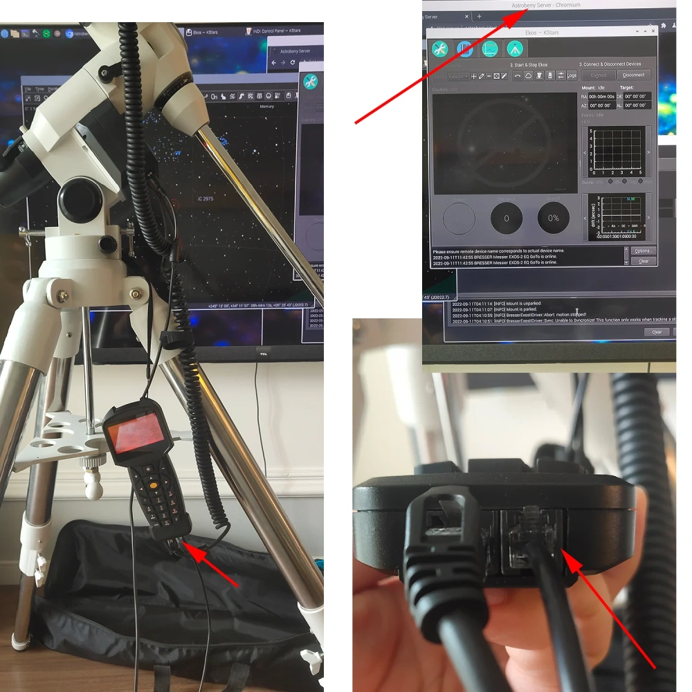 Bresser Exos 2 Goto Mount CP2102 USB TO RJ9 PC RASPBERRY TO EQ Handset Astroberry Server Software Control Cable