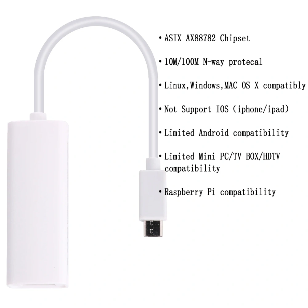 Type C USB to RJ45 Lan Ethernet Adapter 100Mbps Asix AX88772B AX88772 Lan Converter 10M 100M