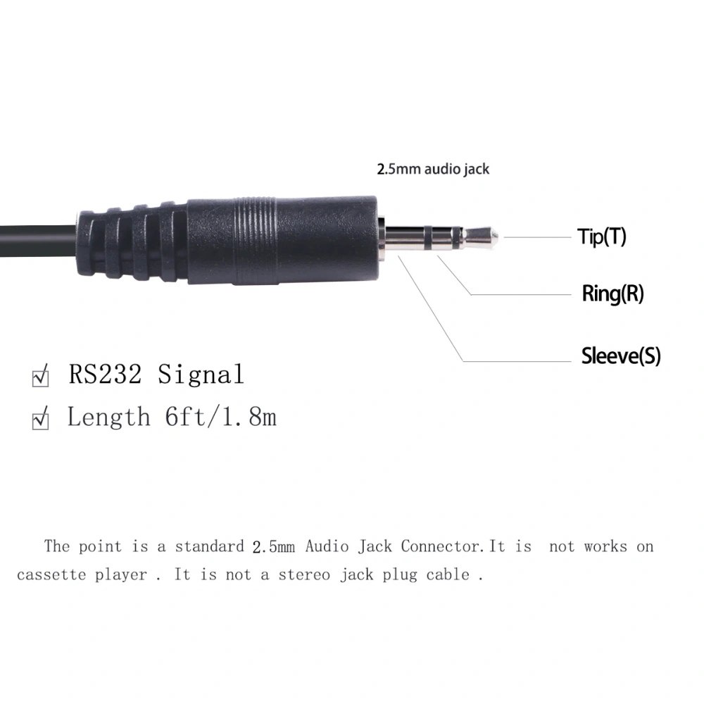 USB  Serial Cable RS232 Audio Jack AJ  2.5mm TRS  Converter 3P FTDI 3 Pins 1.8m