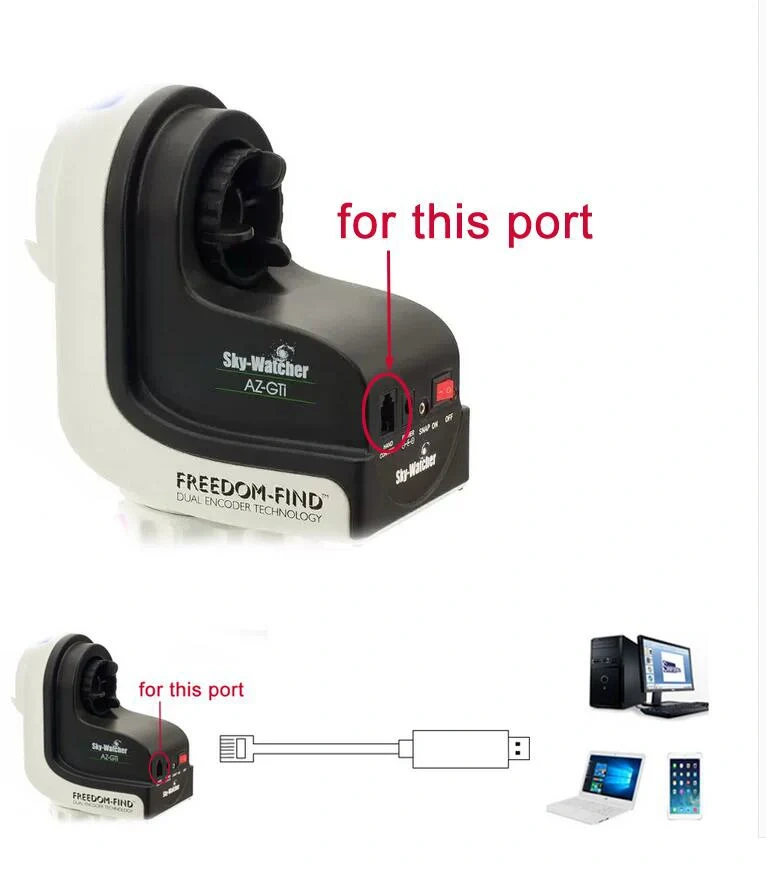 Skywatcher AZ-GTI Mount PC Link Communication EQMOD Cable CP2102 USB Uart TTL to RJ12 6P6C PC Control Cable