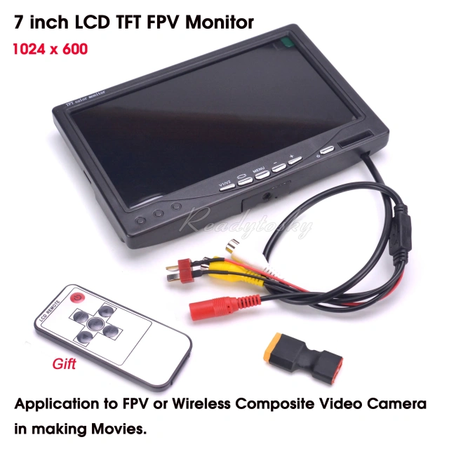 New 7-inch FPV color 1024x600 FPV monitor video screen, suitable for FPV remote-controlled multi-rotor aircraft frames and wireless composite video cameras,MY SHOP,新款7英寸FPV彩色1024x600 FPV显示器视频屏幕，适用于FPV遥控多旋翼飞行器机架无线复合视频摄像头