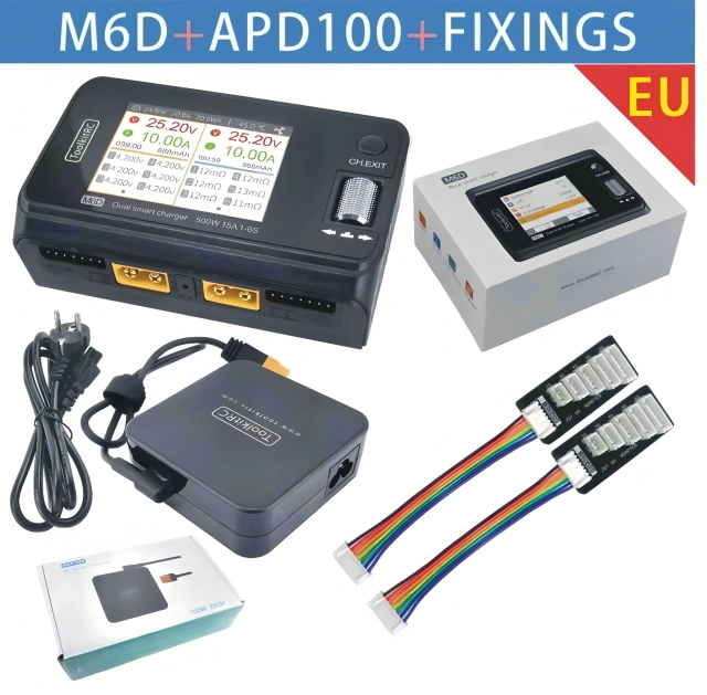 ToolkitRC M6D V3 500W 15A DC Dual-Channel Mini Intelligent Charger and Discharger, suitable for 1-6S lithium batteries, FPV model spare parts, can replace M7,MY SHOP,ToolkitRC M6D V3 500W 15A 直流双通道迷你智能充放电器，适用于 1-6S 锂电池，FPV 模型备件，可替代 M7