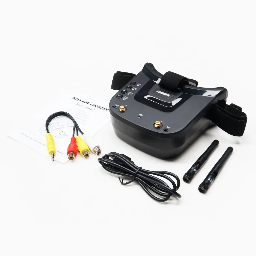 VR009 FPV 眼镜 5.8G 40通道 3英寸 480x320 视频头戴式高清 DVR 分集式 FPV 眼镜，适用于相机无人机及配件