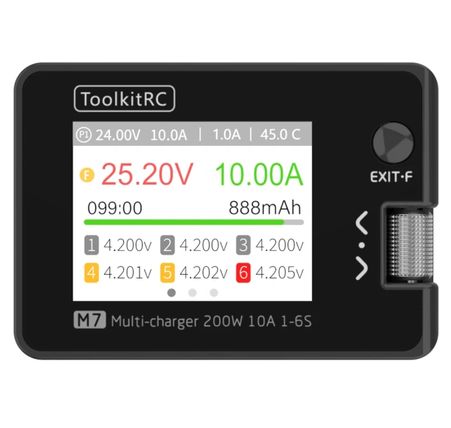ToolkitRC M7 200W 10A DC balance charger and discharger, suitable for 1-6S lithium batteries, with voltage servo detector, ESC tester, receiver LCD screen and IPS display.,MY SHOP,ToolkitRC M7 200W 10A 直流平衡充放电器，适用于 1-6S 锂电池，带电压舵机检测器、电调测试仪、接收机液晶显示屏和 IPS 显示屏。
