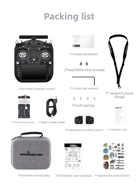 Radiomaster TX16S MK3 Remote Controller ELRS Open Source System V6 Hall Effect Joystick Drone Remote Controller,MY SHOP,Radiomaster TX16S MK3 遥控器 ELRS 开源系统 V6 霍尔操纵杆无人机遥控器