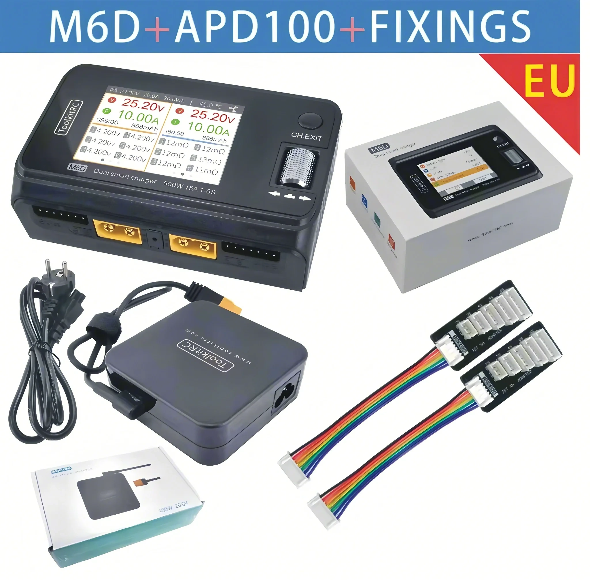 ToolkitRC M6D V3 500W 15A DC Dual-Channel Mini Intelligent Charger and Discharger, suitable for 1-6S lithium batteries, FPV model spare parts, can replace M7,MY SHOP,ToolkitRC M6D V3 500W 15A 直流双通道迷你智能充放电器，适用于 1-6S 锂电池，FPV 模型备件，可替代 M7