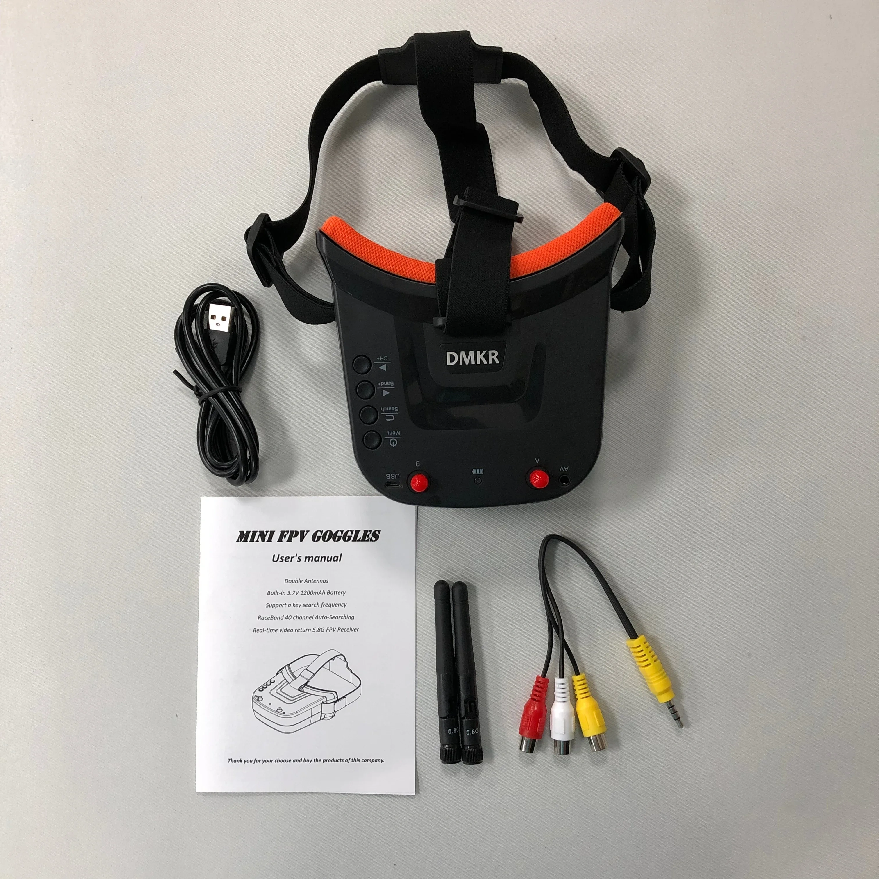 VR009 FPV 眼镜 5.8G 40通道 3英寸 480x320 视频头戴式高清 DVR 分集式 FPV 眼镜，适用于相机无人机及配件