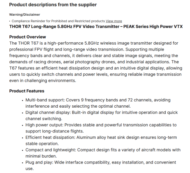 Supports OEM/ODM customization THOR T67 Long-Range 5.8GHz FPV Video Transmitter PEAK Series High Power VTX,MY SHOP,THOR T67 Long-Range 5.8GHz FPV Video Transmitter PEAK Series High Power VTX