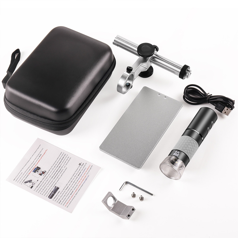 Mostanne 4K Microscope with Metal Pro Stand, Digital Microscope Camera 3840x2160 Resolution, 50X-1000X Magnification USB Microscope, Compatible with iPhone Android iPad PC