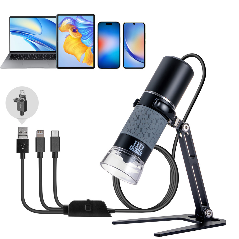 Mostanne 1080P Handheld Digital Microscope, 50-1000X Magnification Portable USB Microscope with Adjustable Stand, Compatible with iPhone Android Mac Windows PC
