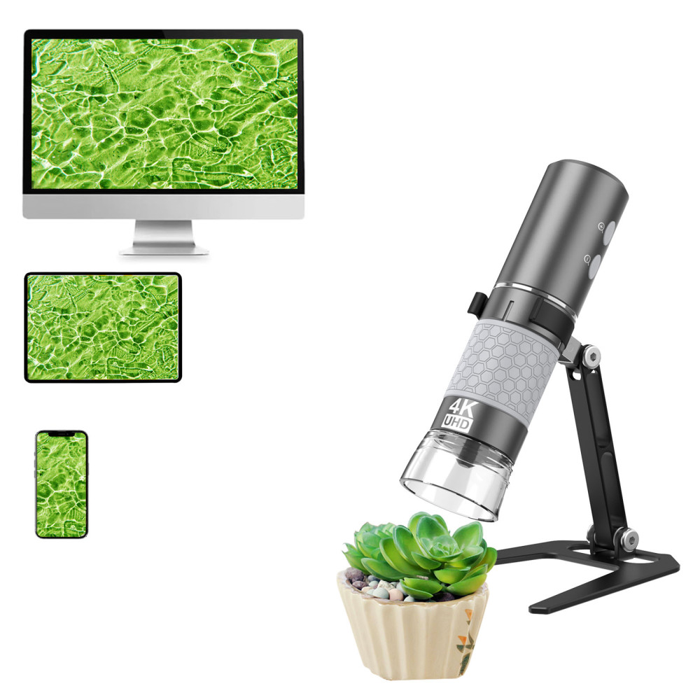 Mostanne WIFI Digital Microscope, Handheld 4K Microscope HD Camera 50X-1000X Magnification with Adjustable Stand, Compatible with Smartphones Tablets PC