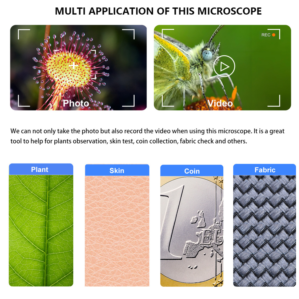 Mostanne 1080P Handheld Digital Microscope, 50-1000X Magnification Portable USB Microscope with Adjustable Stand, Compatible with iPhone Android Mac Windows PC