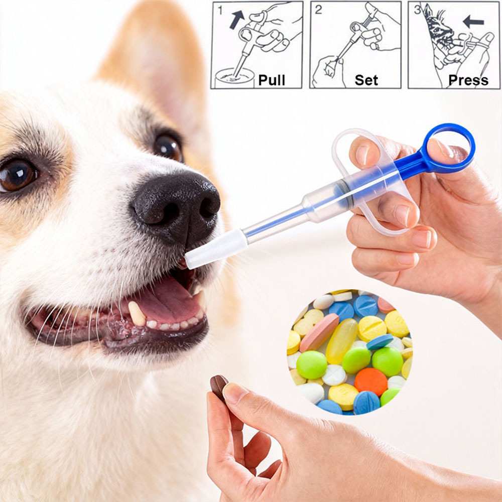 Dogs and Cats Pill Shooter, Food Medicine Dispenser Pet Feeding Kit, Pet Syringes and Bottle with Pacifiers, Suitable for Feeding Small and Large Pets