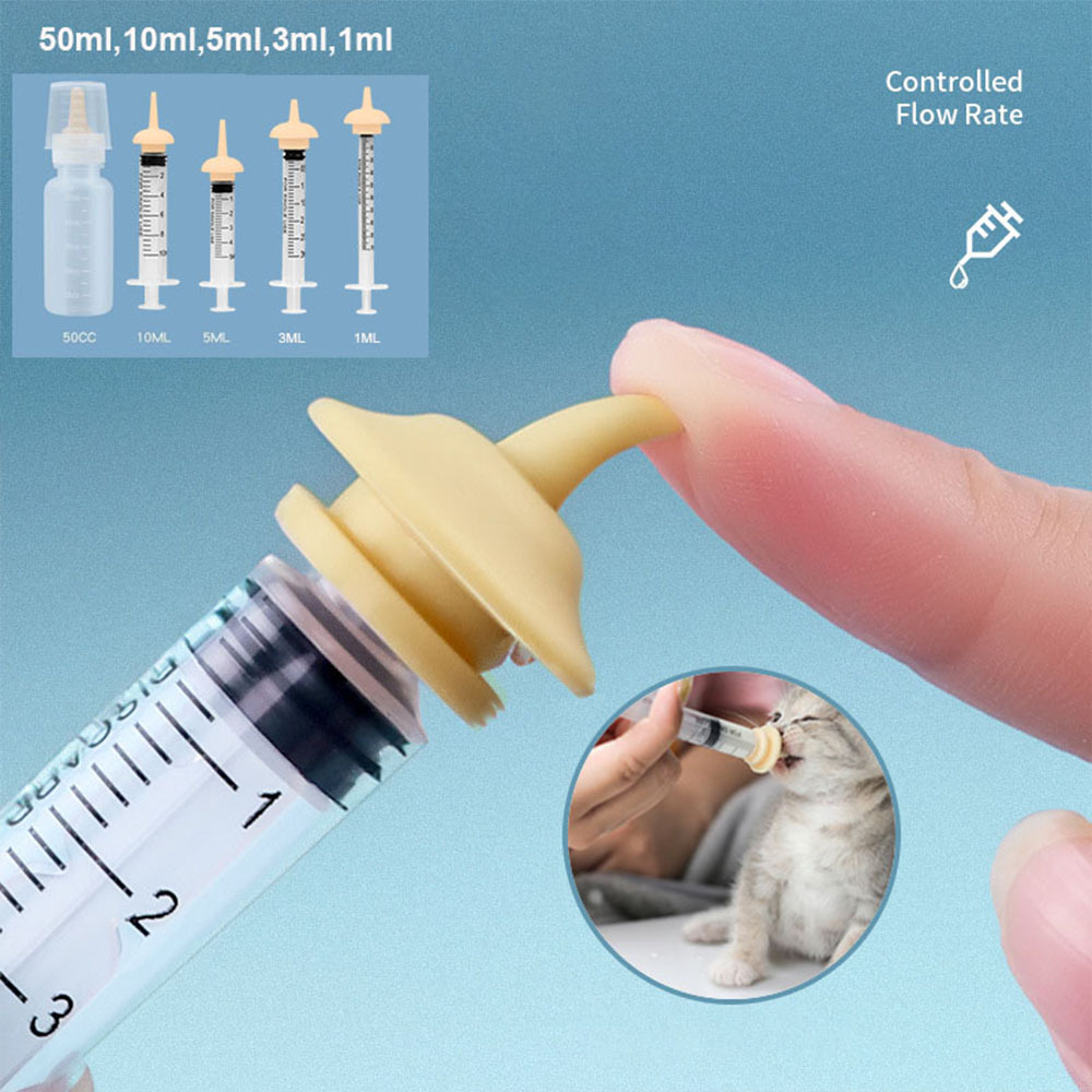 Dogs and Cats Pill Shooter, Food Medicine Dispenser Pet Feeding Kit, Pet Syringes and Bottle with Pacifiers, Suitable for Feeding Small and Large Pets