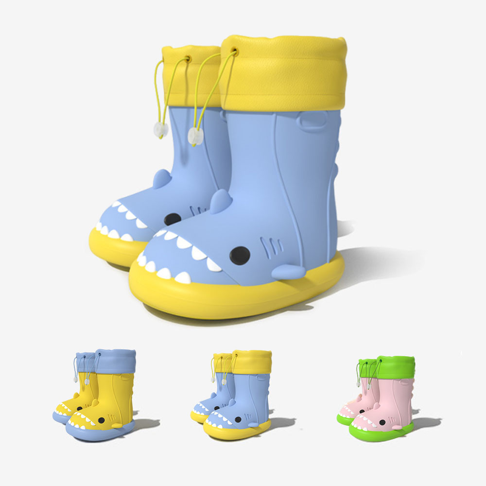 Cute Shark Rubber Rain Boots for Kids, Waterproof Beach Boots for Toddlers Boys and Girls Outdoor Playing