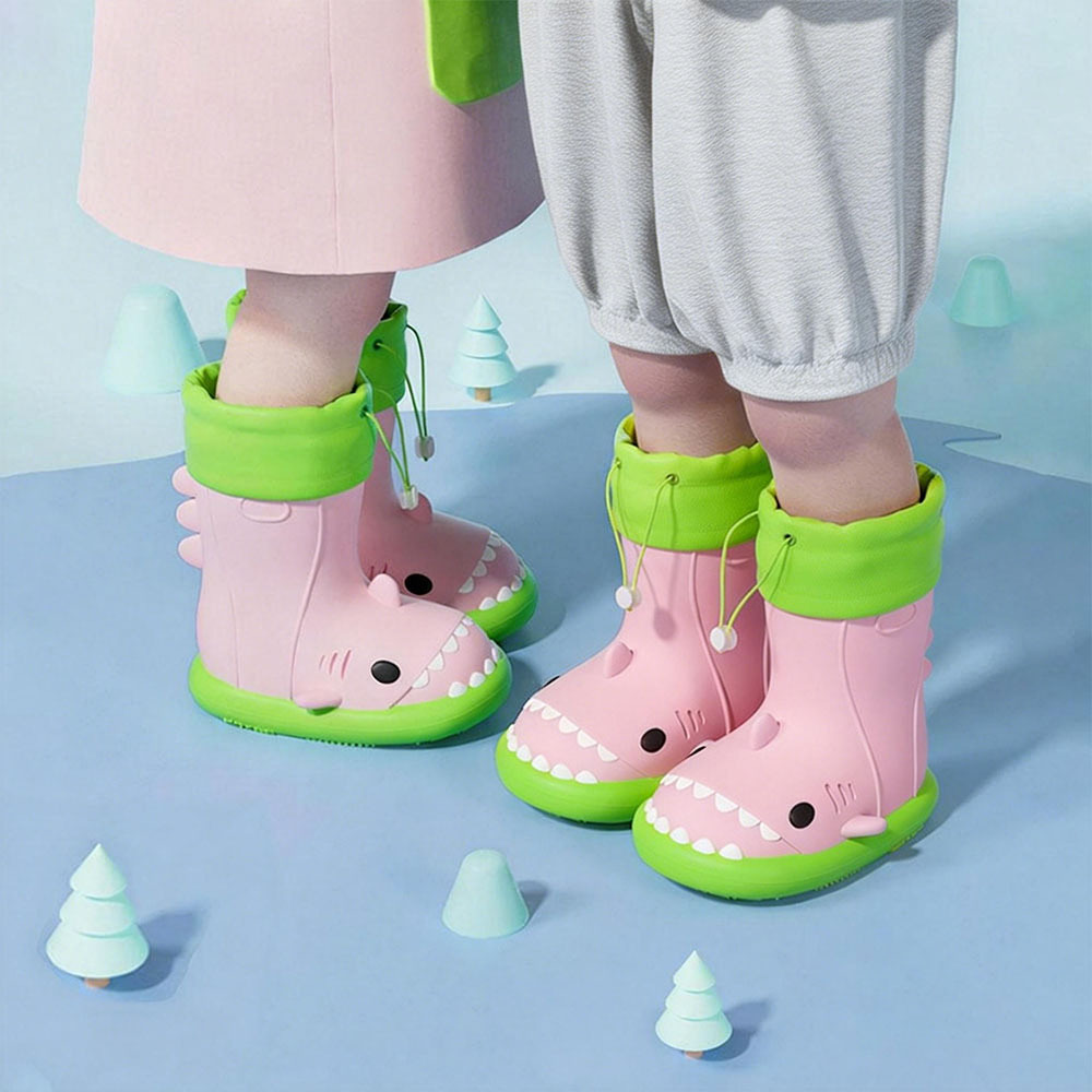 Cute Shark Rubber Rain Boots for Kids, Waterproof Beach Boots for Toddlers Boys and Girls Outdoor Playing