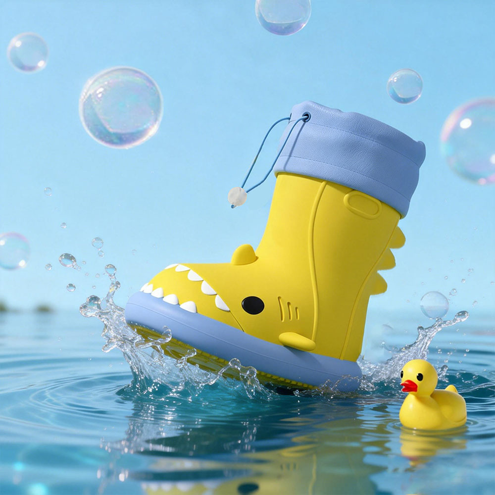 Cute Shark Rubber Rain Boots for Kids, Waterproof Beach Boots for Toddlers Boys and Girls Outdoor Playing