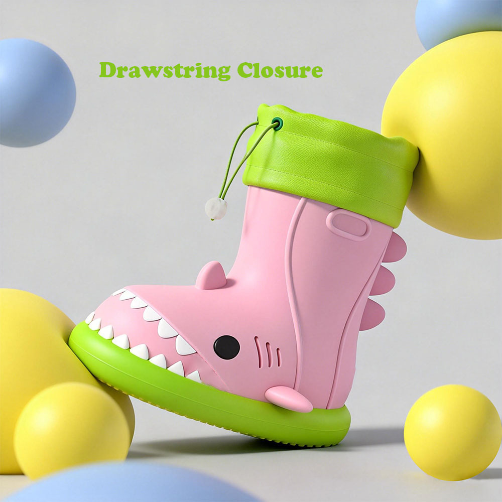 Cute Shark Rubber Rain Boots for Kids, Waterproof Beach Boots for Toddlers Boys and Girls Outdoor Playing