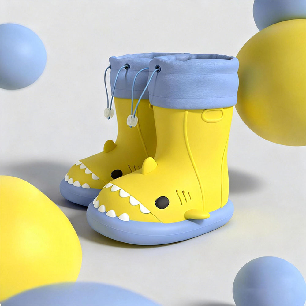 Cute Shark Rubber Rain Boots for Kids, Waterproof Beach Boots for Toddlers Boys and Girls Outdoor Playing