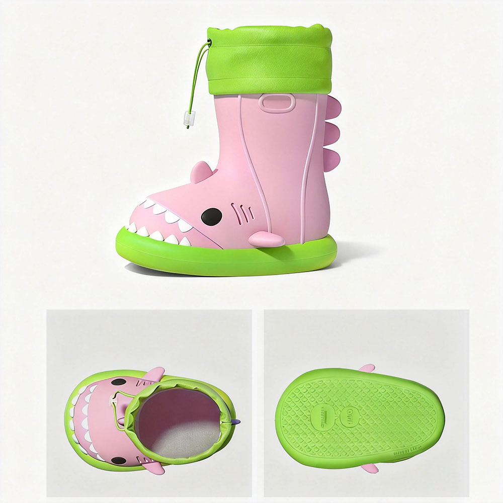 Cute Shark Rubber Rain Boots for Kids, Waterproof Beach Boots for Toddlers Boys and Girls Outdoor Playing