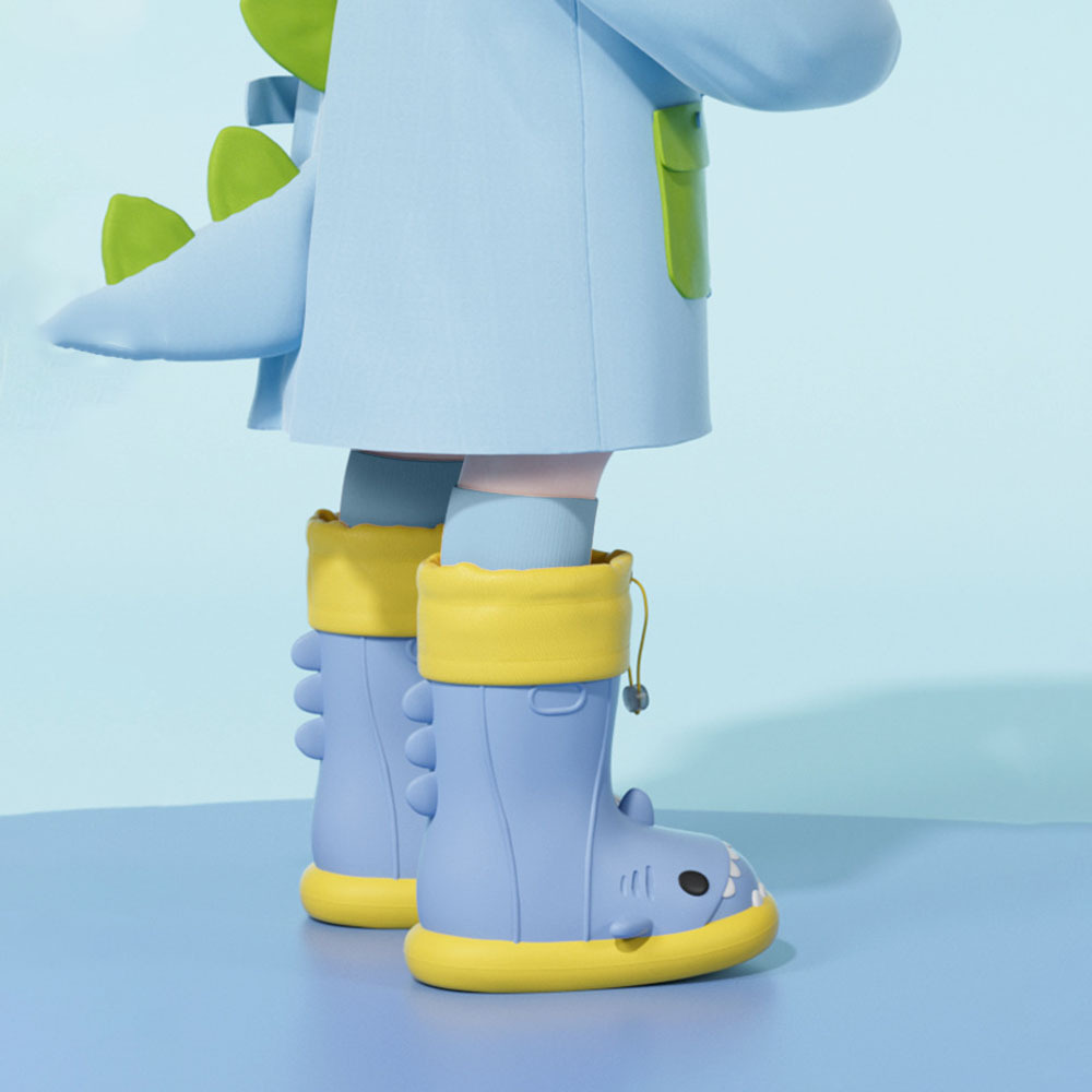 Cute Shark Rubber Rain Boots for Kids, Waterproof Beach Boots for Toddlers Boys and Girls Outdoor Playing