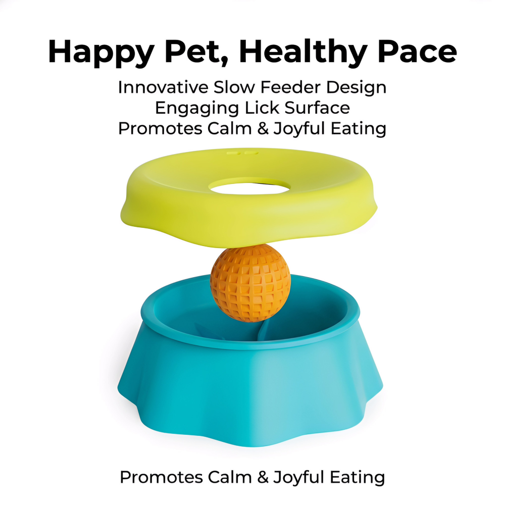 Dog Liquid Slow Feeder Bowl, Built-in Ball-Roll Yogurt Bone Broth Dog Lick Bowl, Pet Lick Toy, Choking Prevention and Dietary Supplement