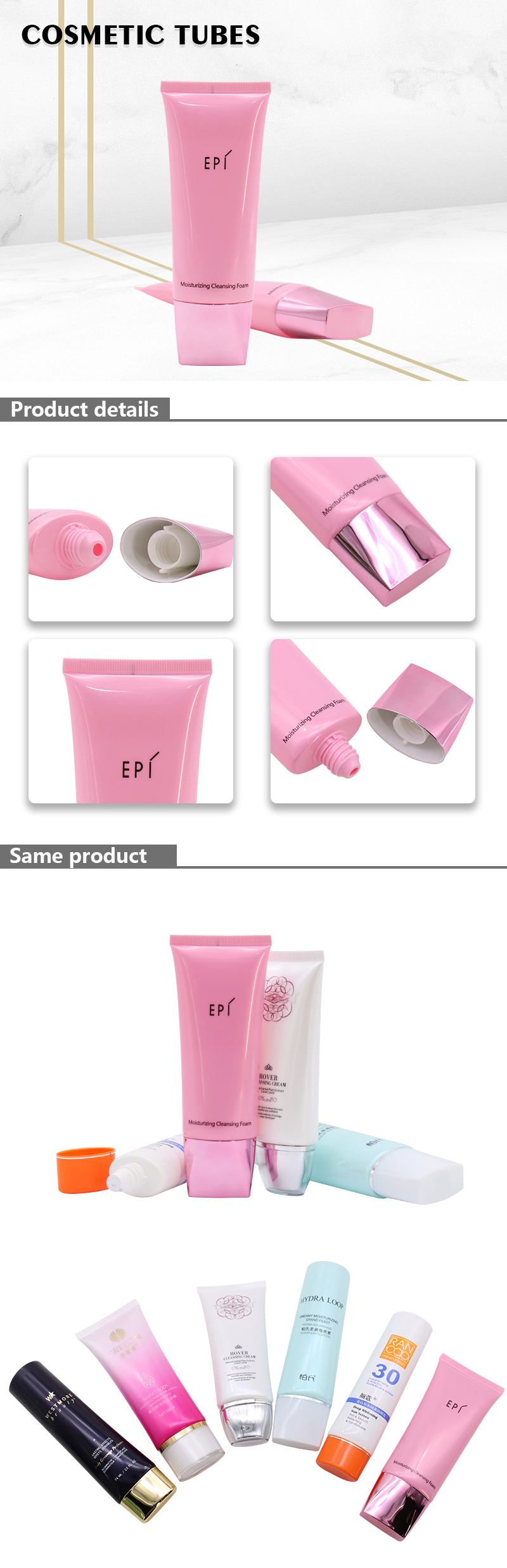 Pink 100g 3.4 oz Squeeze Tubes For Cosmetics