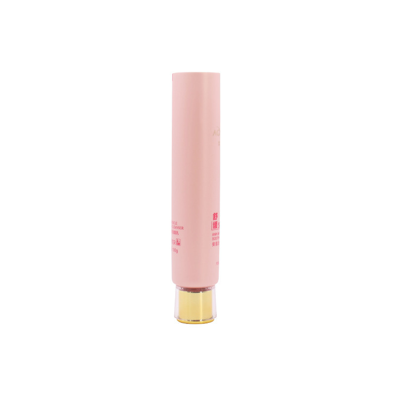 Custom Made Plastic Soft Pink Cream Tube 100ml With Gold Lid
