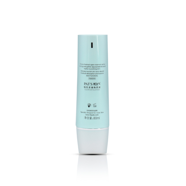 Blue Flat Cosmetic Tubes 80ml 100ml / Face Cleanser HDPE Tube With Screw Cap