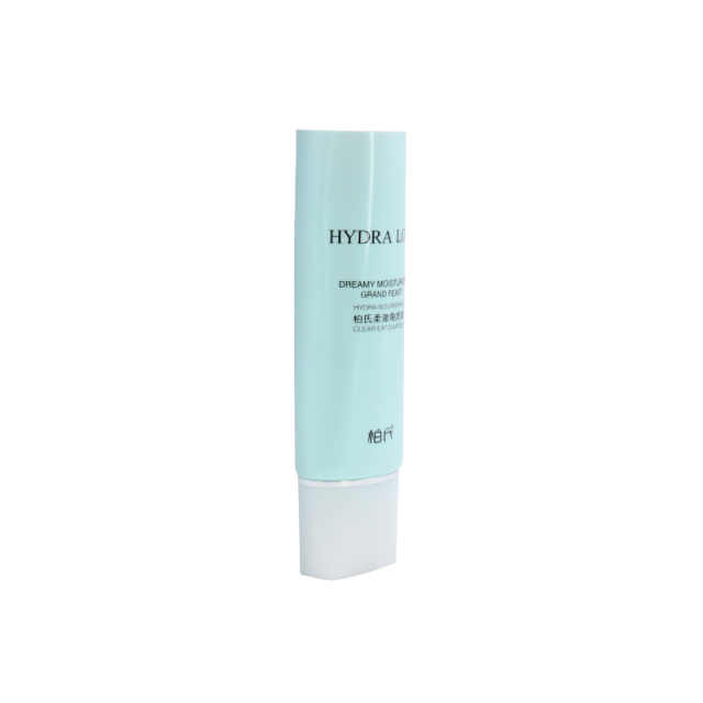 Blue Flat Cosmetic Tubes 80ml 100ml / Face Cleanser HDPE Tube With Screw Cap