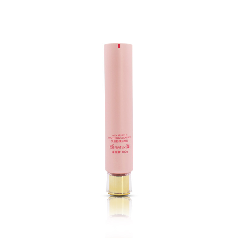 Custom Made Plastic Soft Pink Cream Tube 100ml With Gold Lid