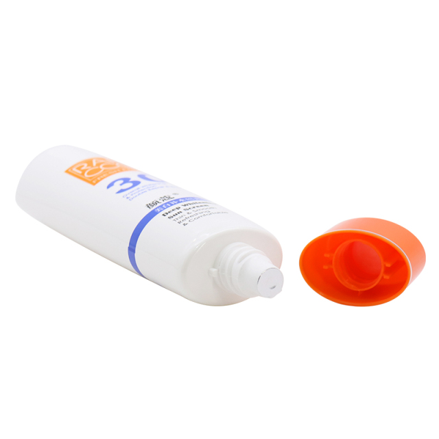 White HDPE Sunscreen Tubes / Plastic Squeeze Tubes For Cosmetic Packaging