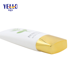 Flat Cosmetic Facial Wash Cream Tubes 250ml With Golden Cap , Hand Cream Packaging