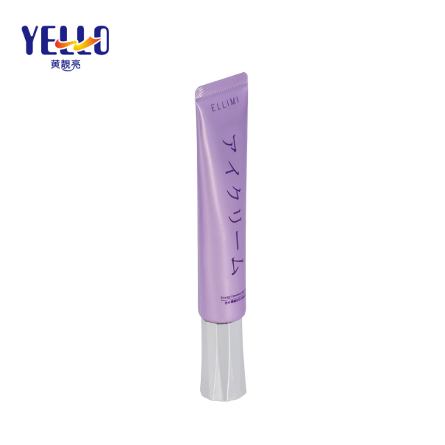 Purple Empty Laminated Eye Essence Tube With Silver Lid