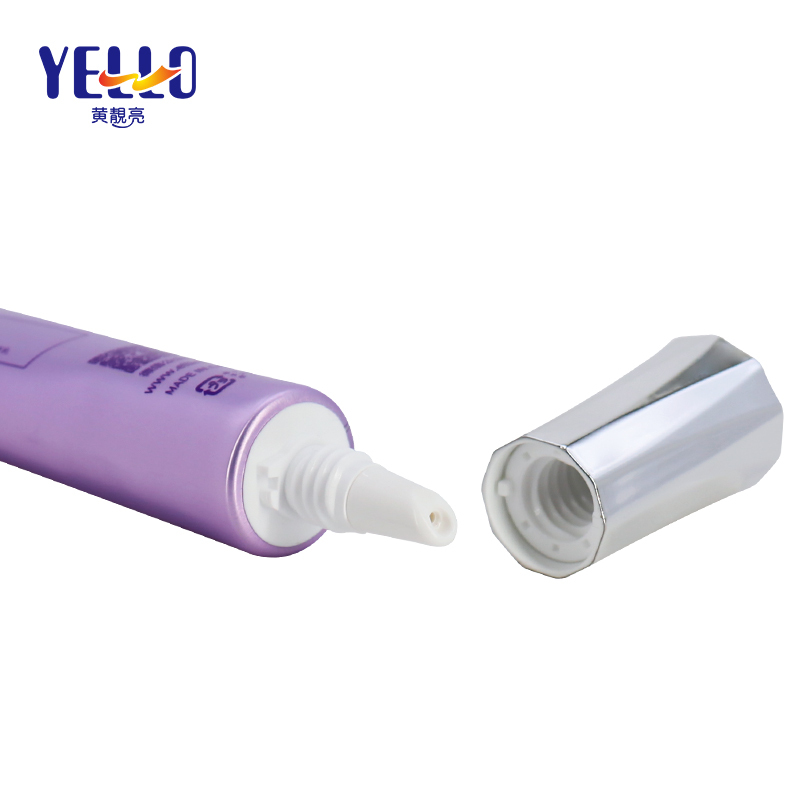 Purple Empty Laminated Eye Essence Tube With Silver Lid