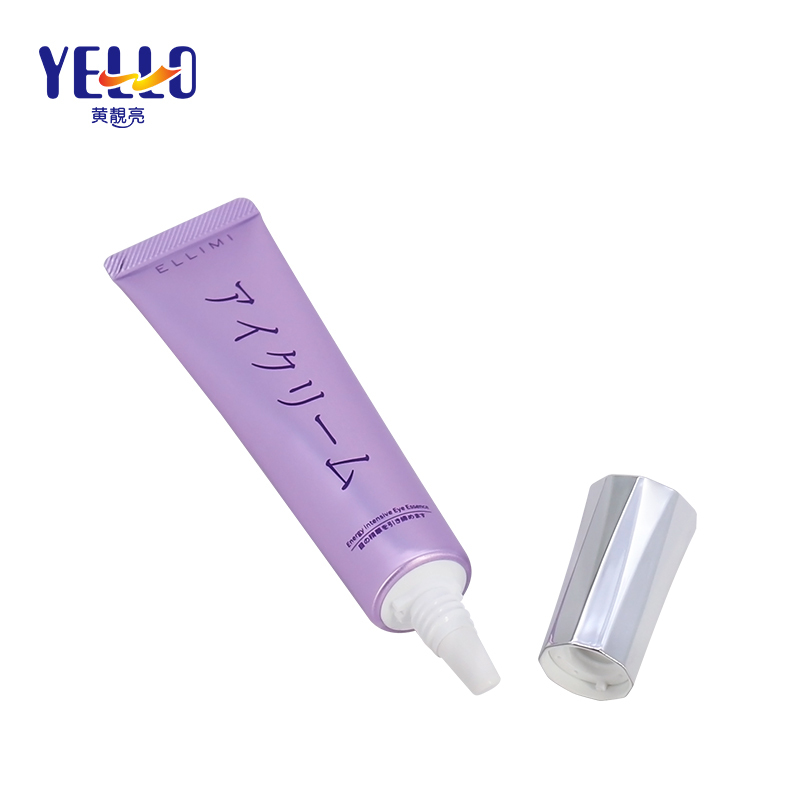 Purple Empty Laminated Eye Essence Tube With Silver Lid
