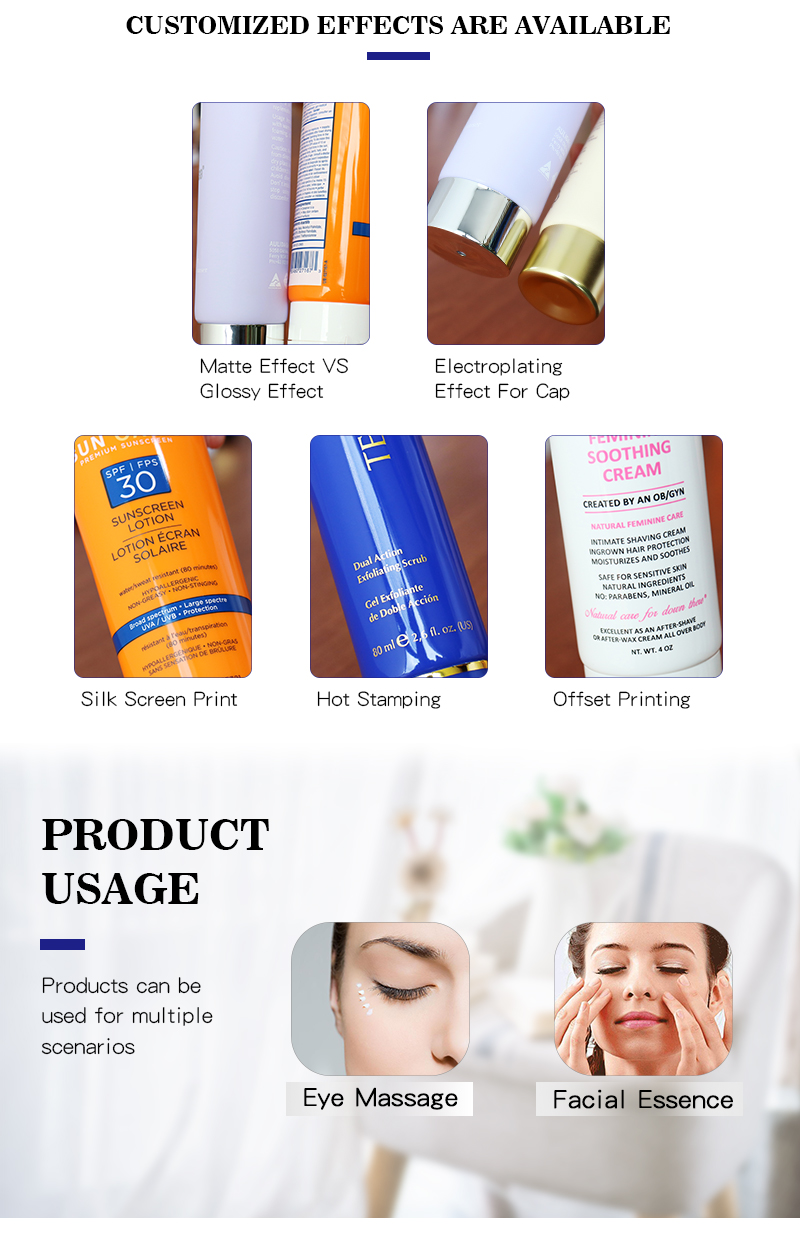 Luxury Orange Empty Plastic Eye Cream Squeeze Tube With Gold Applicator