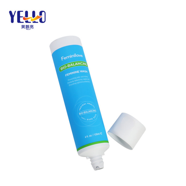 120ml White And Blue Cosmetic Soft Cream Tube With Flip Top Cap