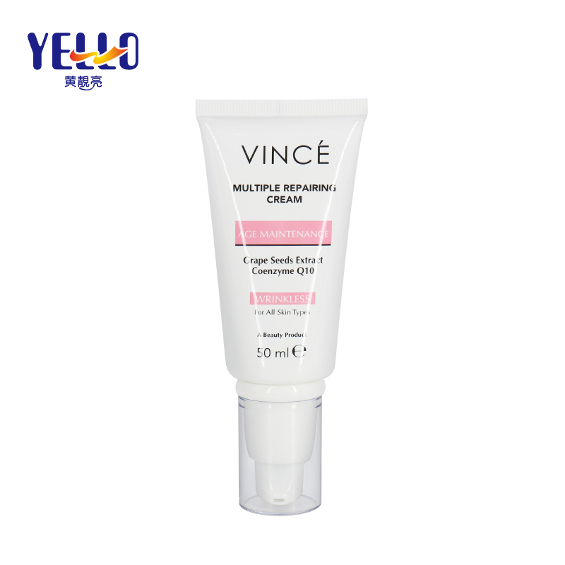 White PE Plastic Cosmetic Lotion Tube Packaging With Airless Pump
