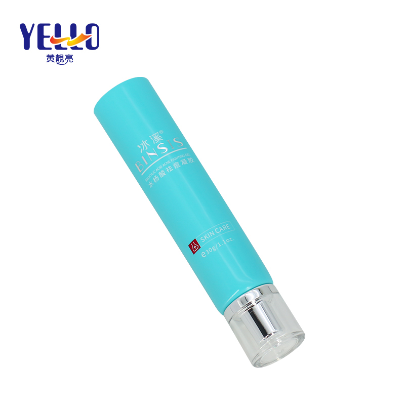 30g 1 oz Refillable Nozzle Blue Eye Cream Squeeze Tubes With Acrylic Cap