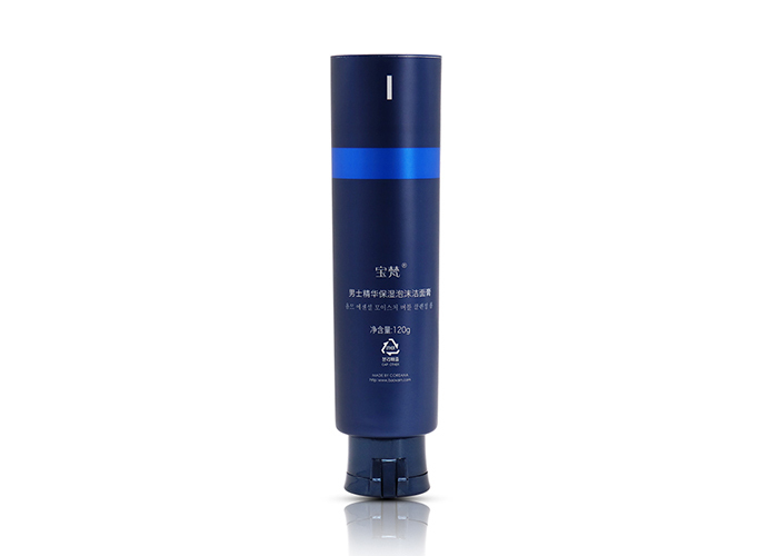 Blue Empty Packaging PE Plastic Face Wash Tube With Flip Top Cap