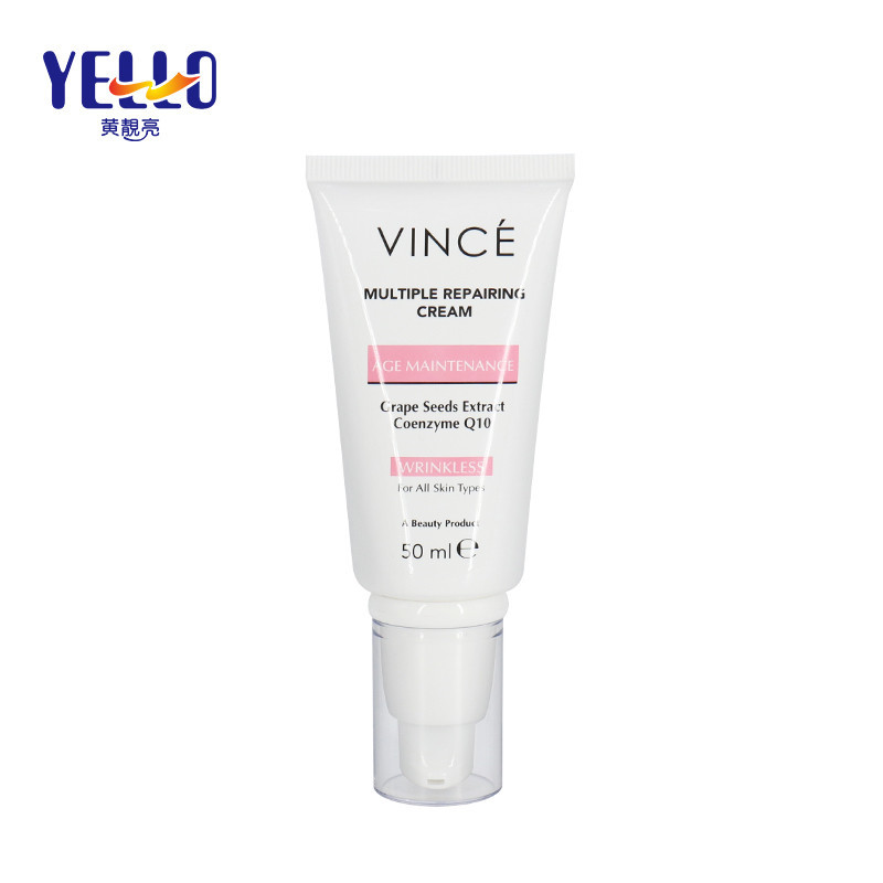 50ml White Plastic Cosmetic Lotion Tube With Airless Pump