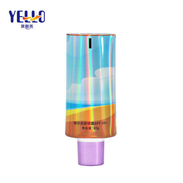 30ml Holographic Oval Cosmetic Cream Tube For Sunscreen