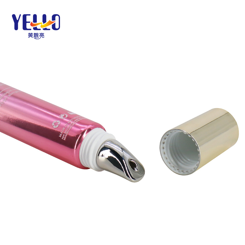 High End Pink Plastic Squeeze Eye Cream Tube With Massage Applicator