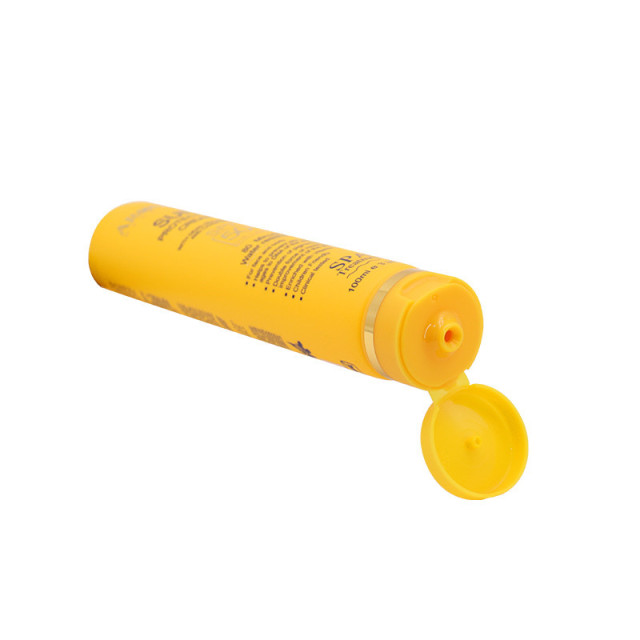 Yellow Color Empty Plastic Sun Screen Squeezing Tubes Packaging